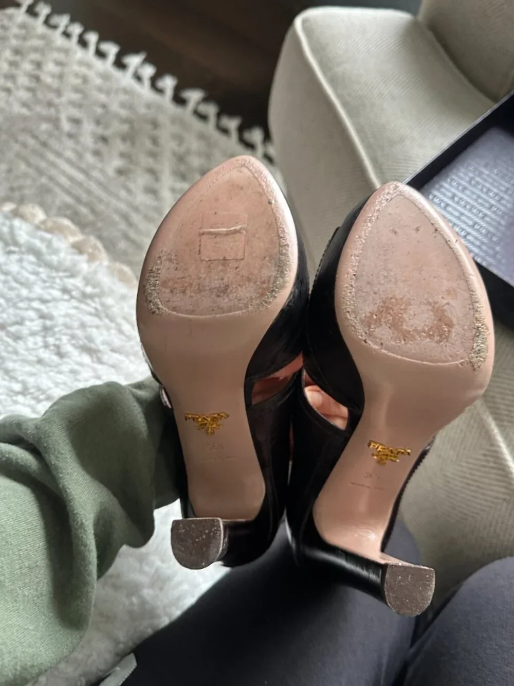 Prada Brown Leather Cut Out High Heel Pump - Picture 3 of 12